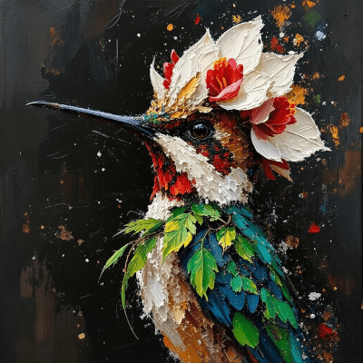 The Hummingbird with a Blossom Crown