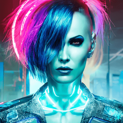 Woman with blue hair