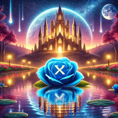 Ethereal Castle with XRP Symbol